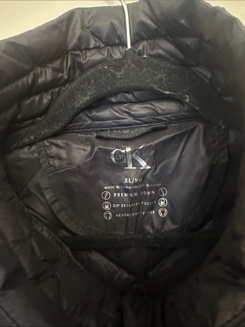 Calvin Klein Black Quilted Premium Down‎ Vest with High Collar Zip-up Sz XL - Picture 2 of 4